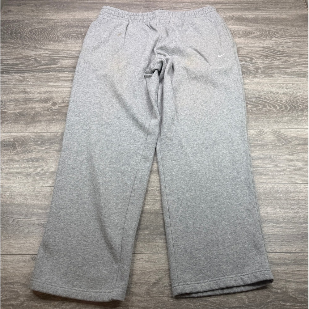 Nike Sweatpants Mens XXL Gray Baggy Wide Leg Fleece Swoosh Drawstring Y2K READ